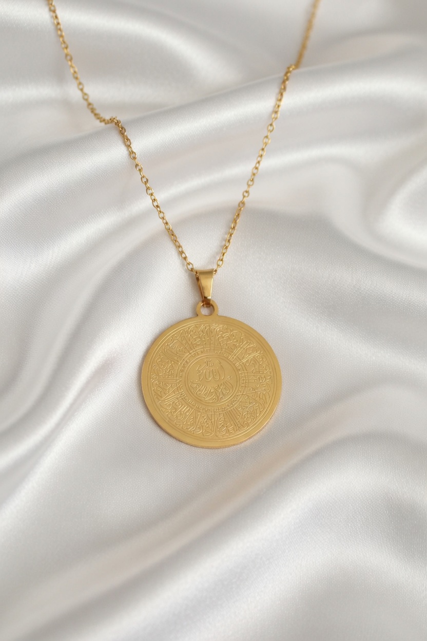 316L Çelik Gold Renk Ayetel Kürsi Yazılı Kolye